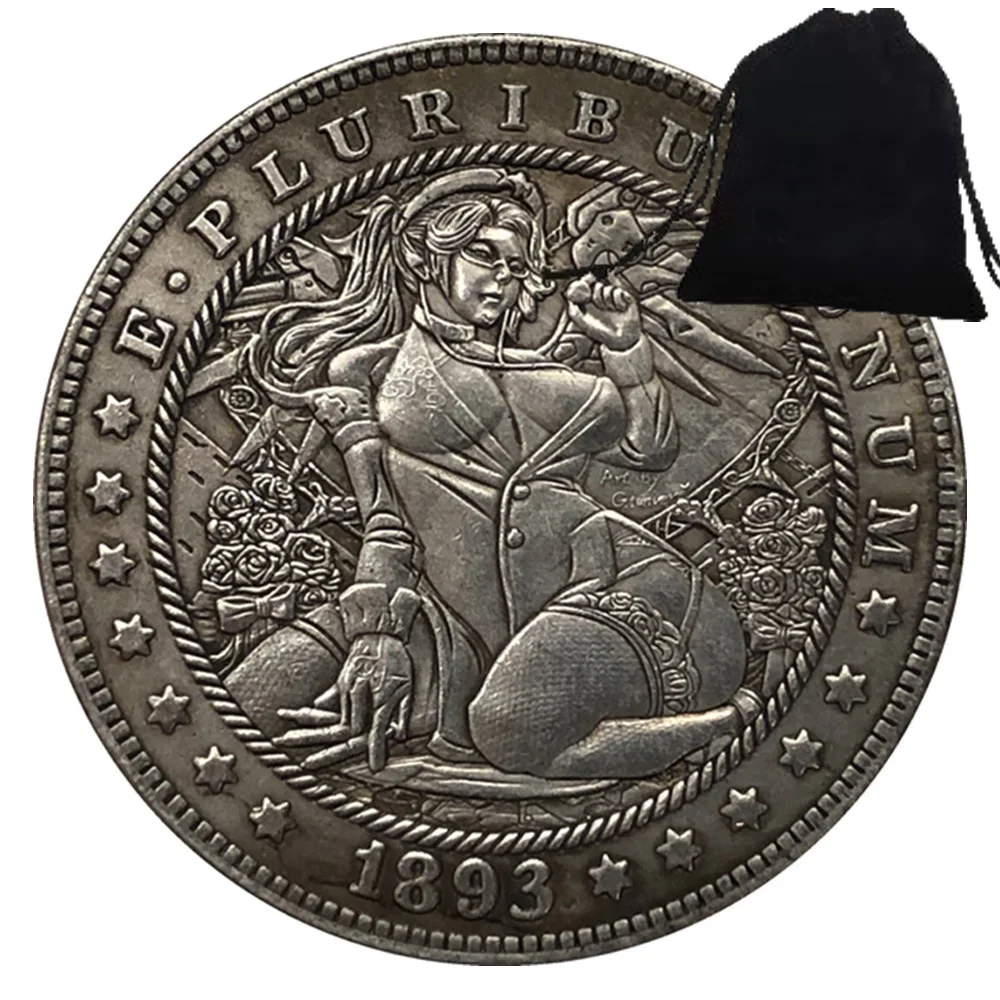 

Роскошные колени, привлекательная девушка, один доллар, 3D Искусство, романтические парные монеты, забавные карманные монеты, памятные монеты на удачу + подарочная сумка