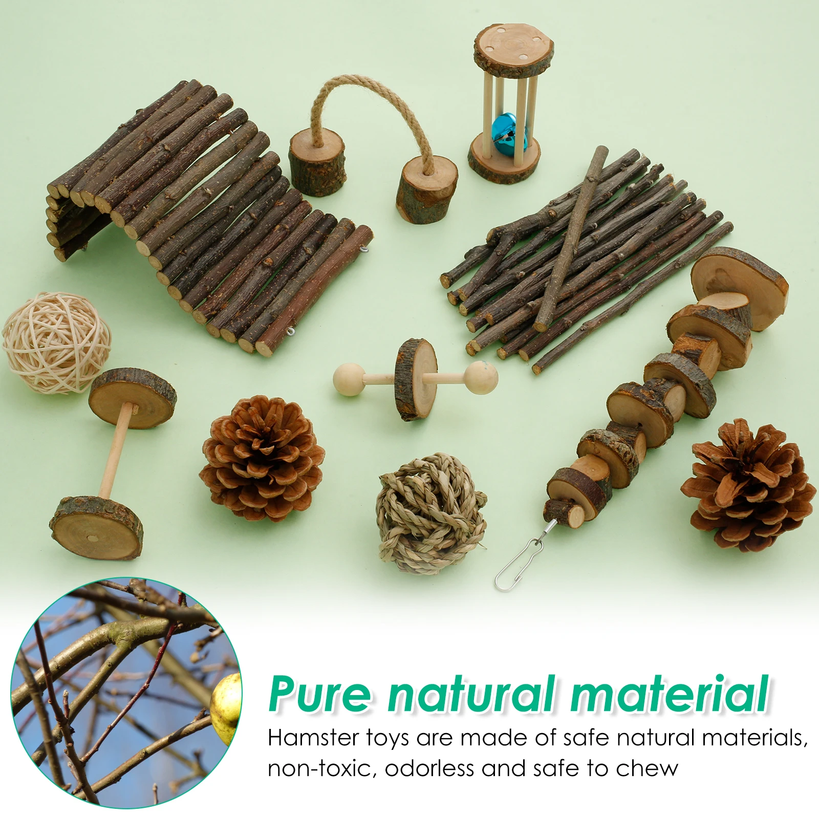 Natural Wood Small Animal Teeth Cleaning Toys