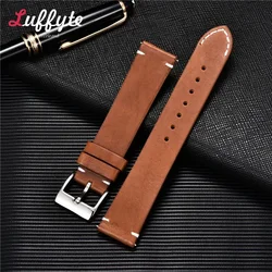 Vintage Leather Quick Release Watch Strap - Premium Cowhide Bracelet Accessory - 22mm (Light Brown)