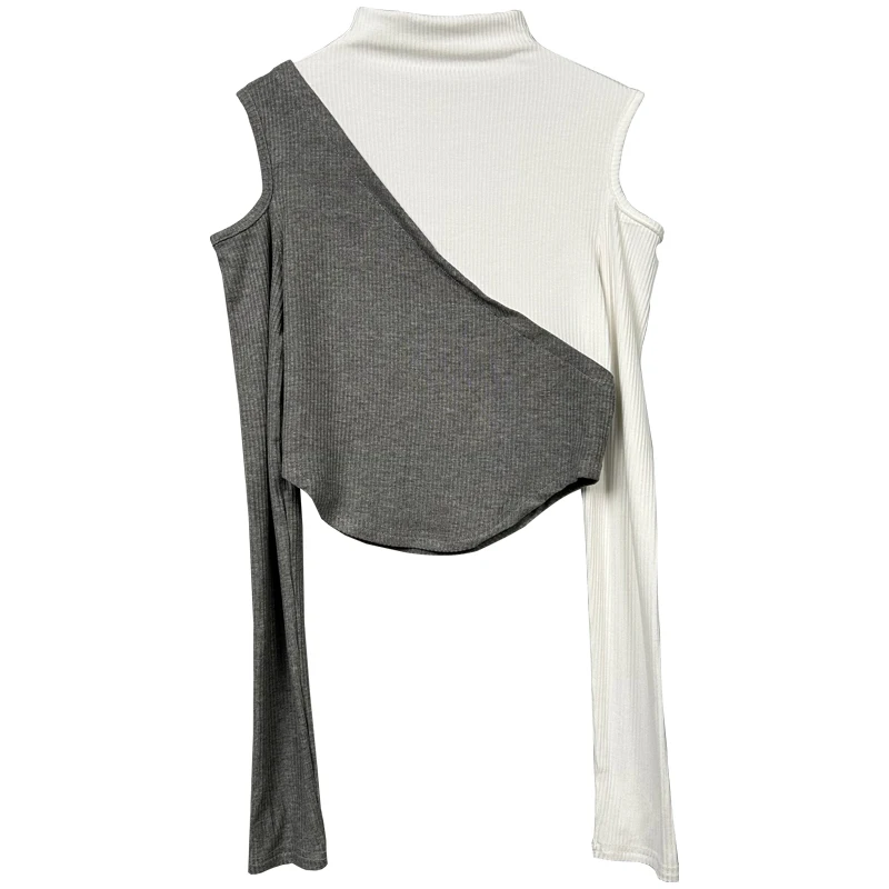 

Футболка женская комбинированная без бретелек, милая пикантная модная Укороченная рубашка контрастных цветов, уличная одежда для девушек