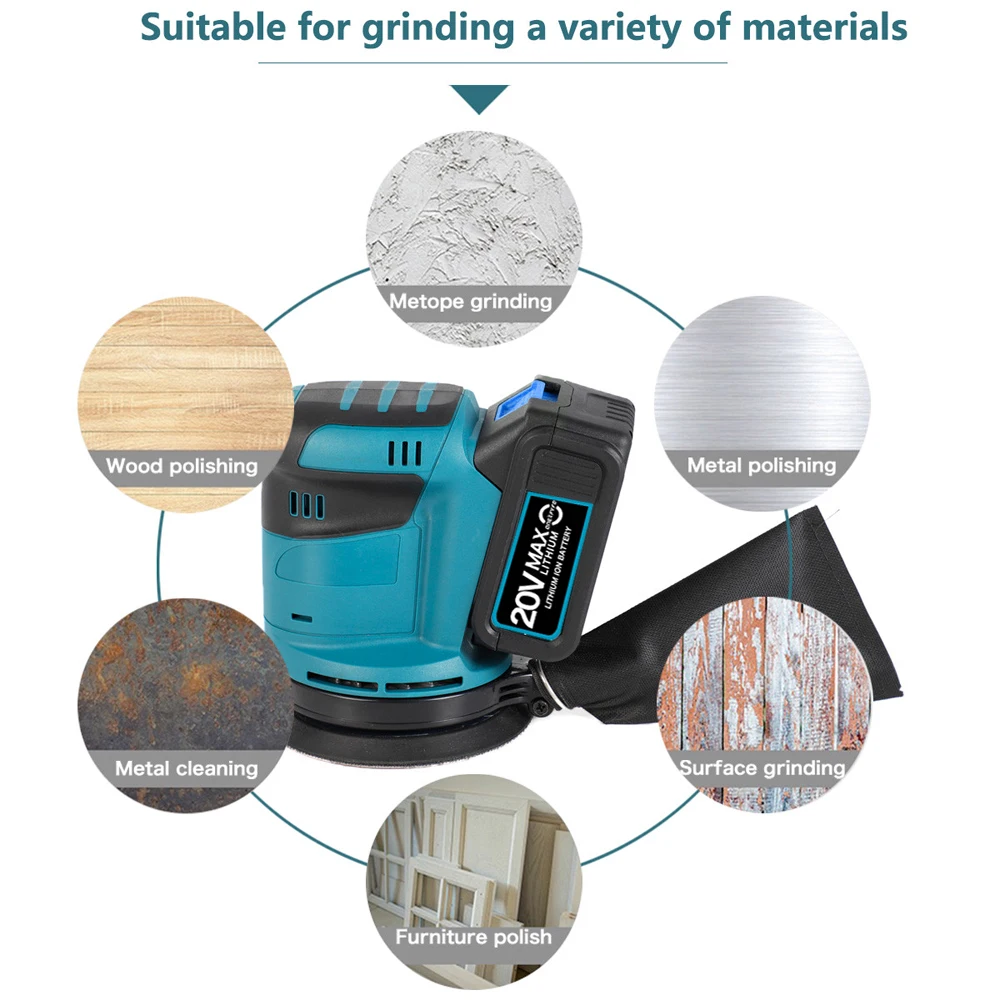 3 Speed Cordless Random Orbital Sander Wood Grinder Polishing Electric Grinding With Sandpaper For Makita 18V Battery 4