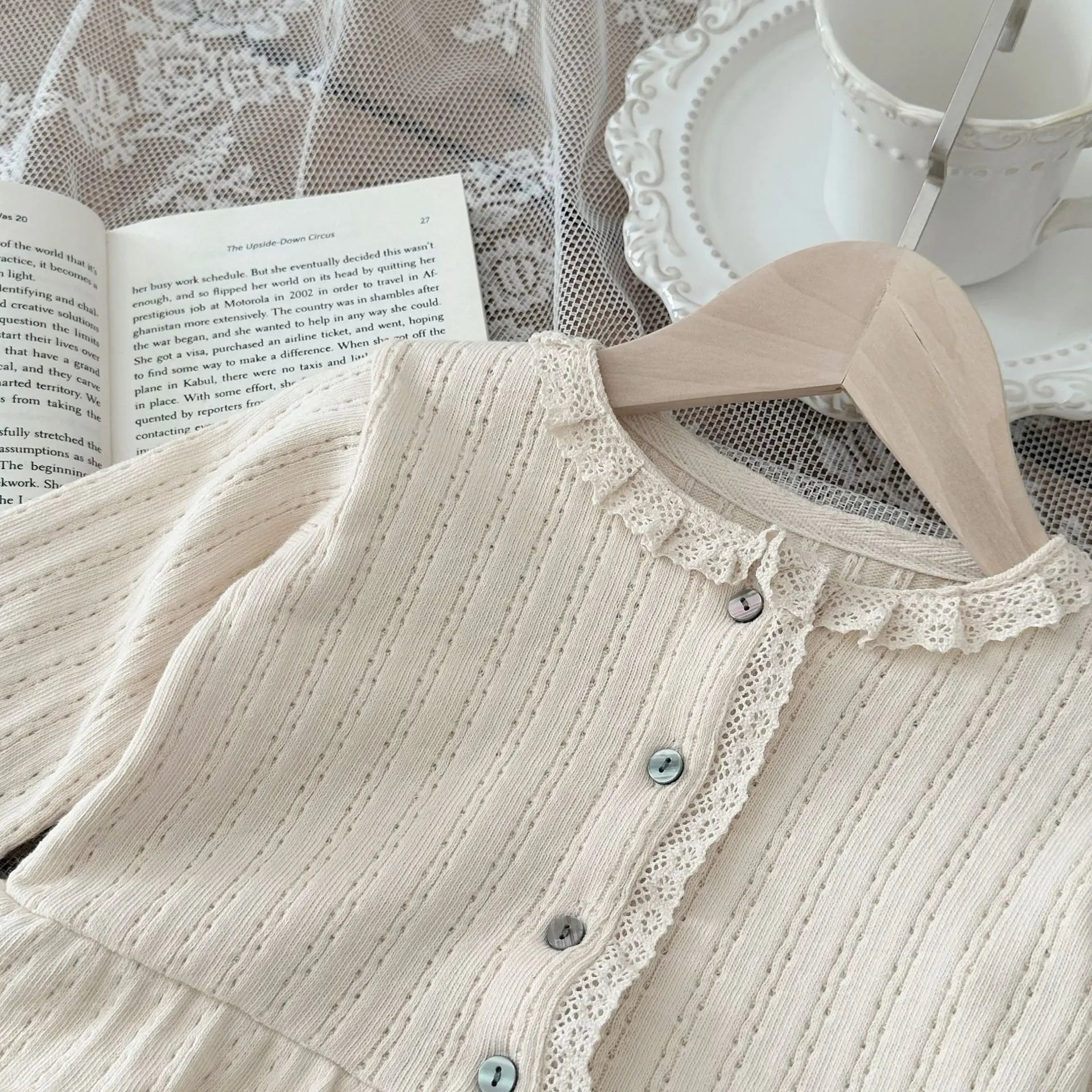 Spring Ins Girl Baby Lace Long Sleeves Cardigans Solid Newborn Ruffle Casual Coat Sweet Infant Cotton Jacket Kids Clothes