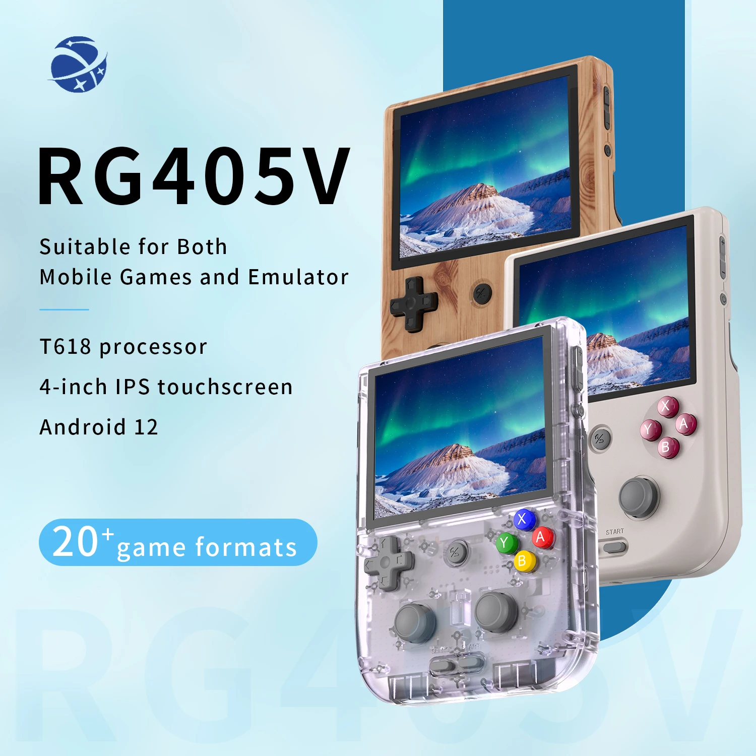 

Yun Yi RT Portable RG405V Handheld Game Console 4 Inch Screen 4GB+128GB Many Simulators Dual Open Source System 5500mAh Gaming