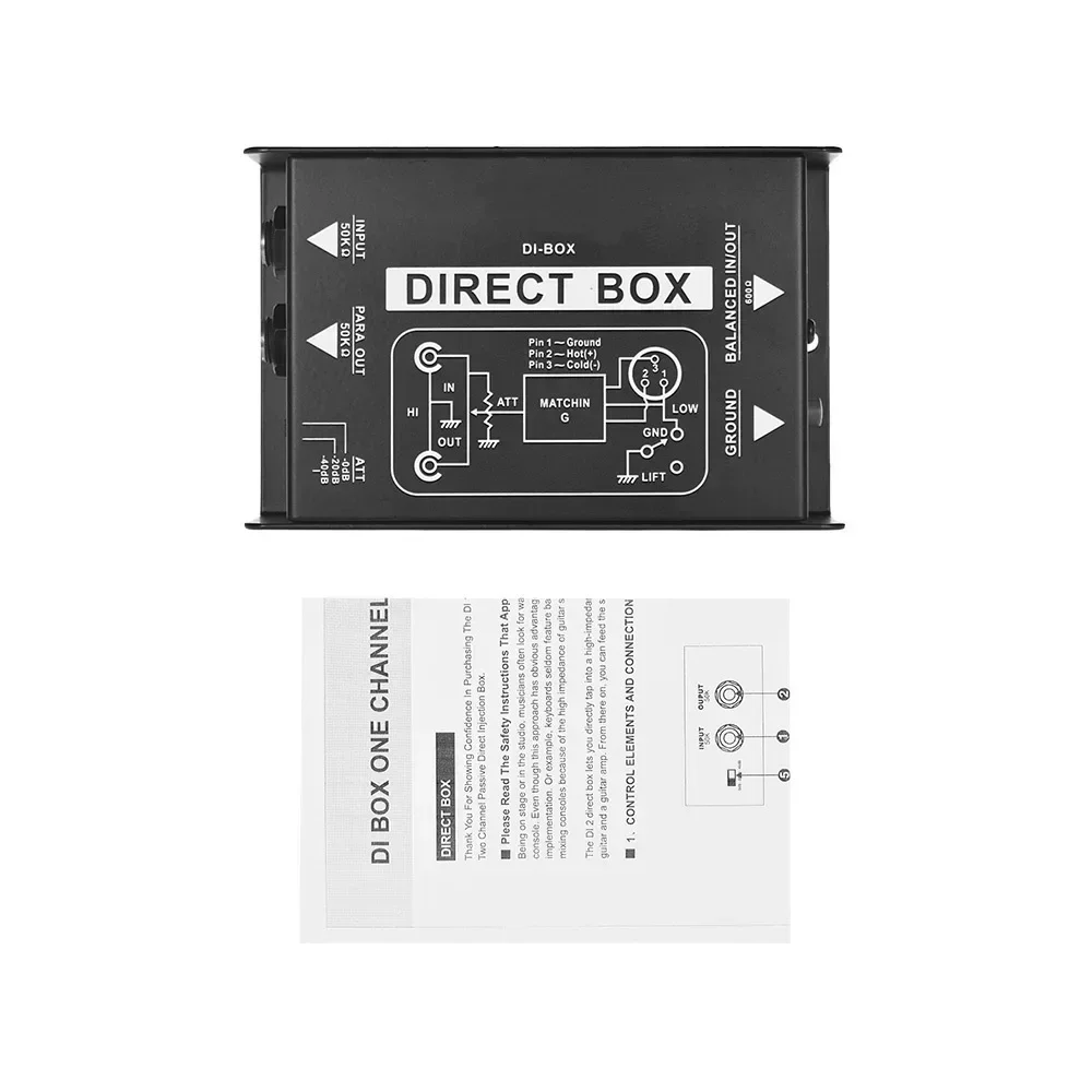 Single Channel Passive DI-Box Direct Injection Audio Box Signal Converter XLR TRS Interfaces audio interface