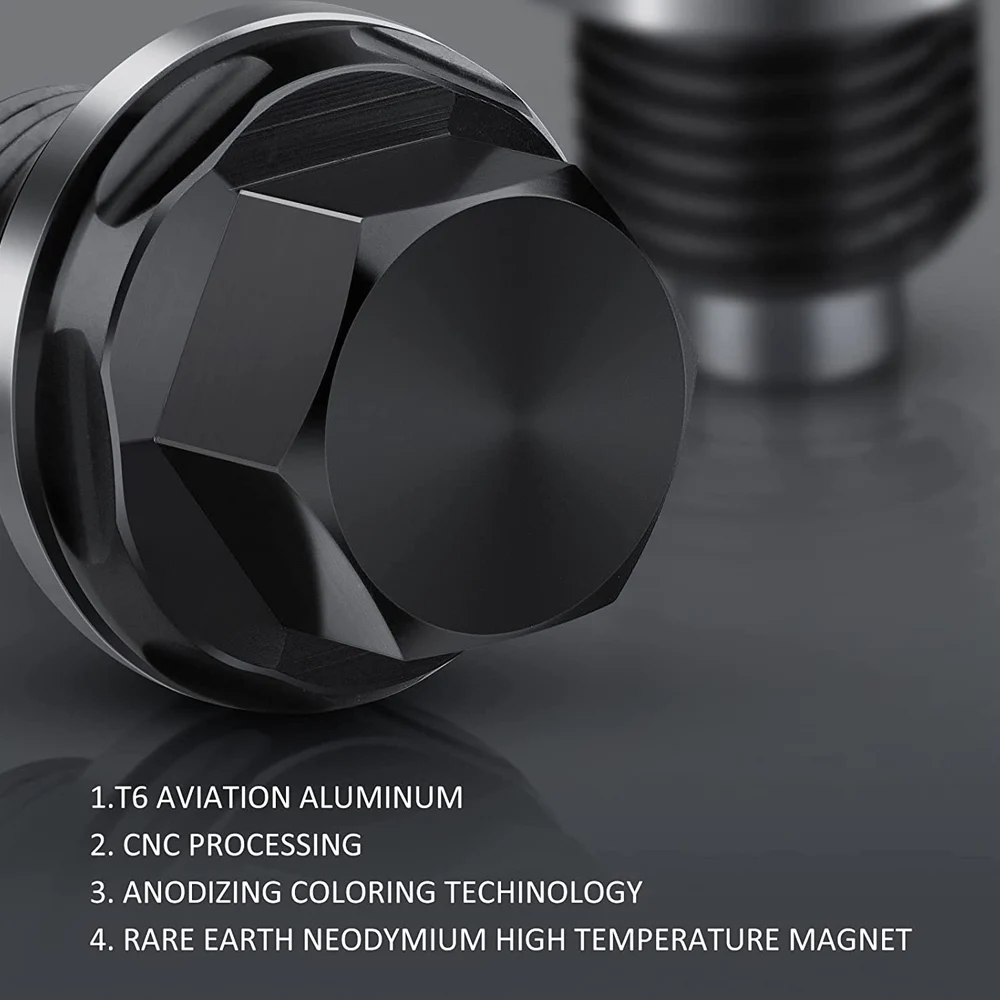 Magnetic oil drain plug M14 x 1.5 Aluminum Magnetic Oil Drain Plug Fit for Honda / Ford / Hyundai Crush Washer Gasket Universal