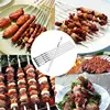 Stainless Steel Barbecue Skewers Stick Set, Reusable Kebab Sticks, Flat Metal, BBQ Tool, Meat, Shrimp, Chicken, 10 Pcs 6