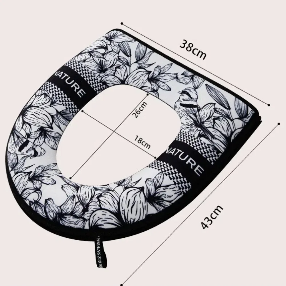 New Thickened Toilet Seat Pad Waterproof Cartoon Zipper Toilet Cover Removable Universal Toilet Seat Cover