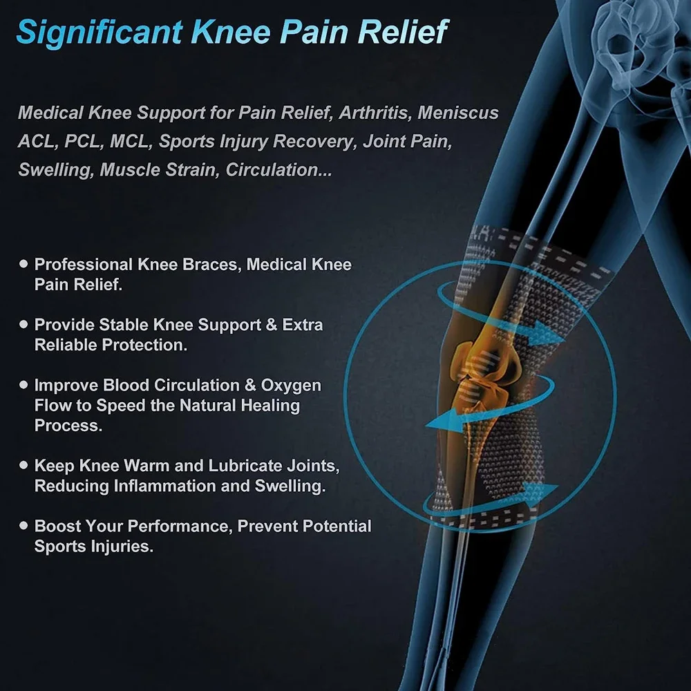 1PCS Sports Compression Knee Support Brace Patella Protector Knitted Silicone Spring Leg Pad Cycling Running Basketball Football