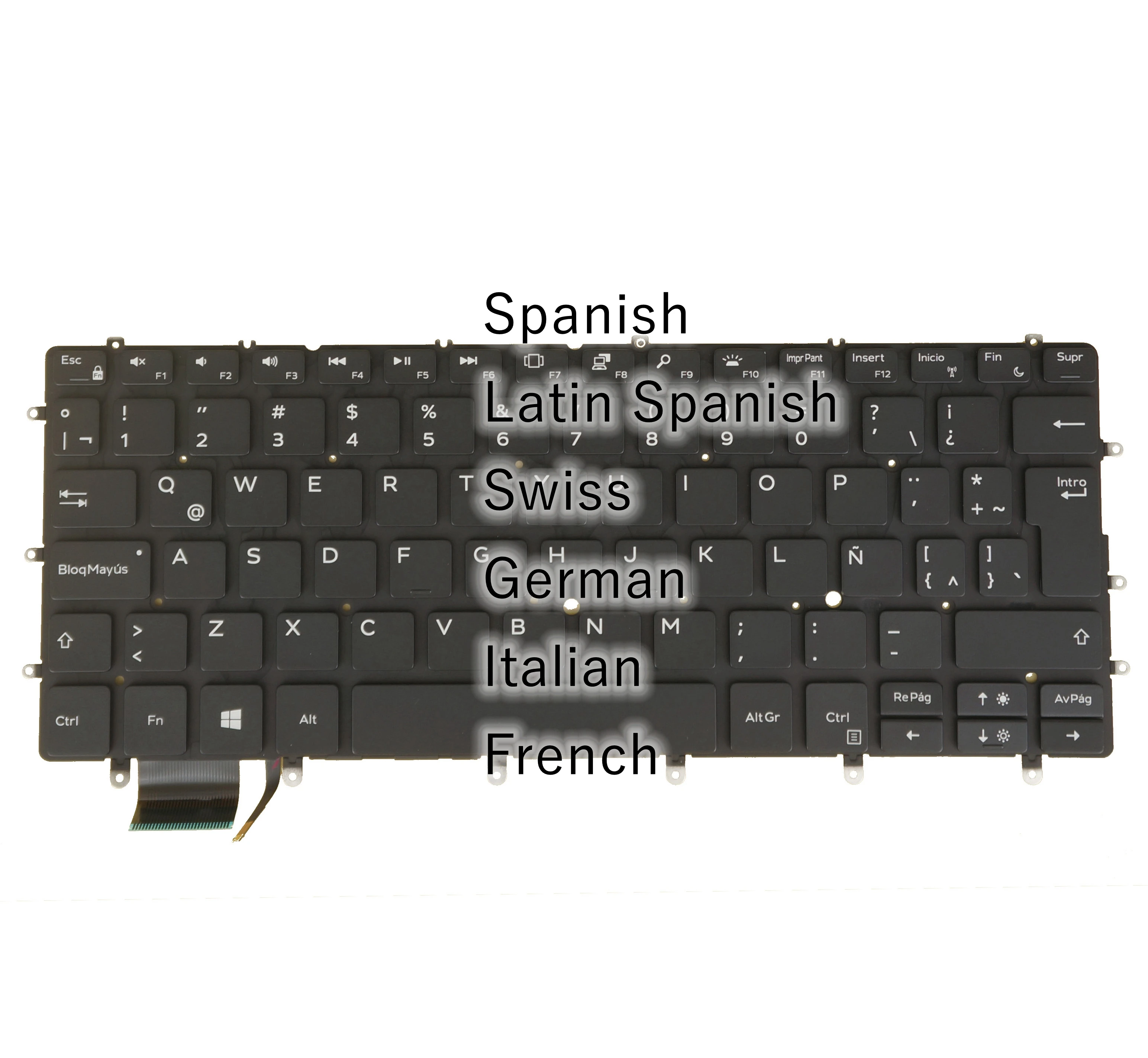 Spanish Swiss German French Italian Keyboard for DELL XPS 9370