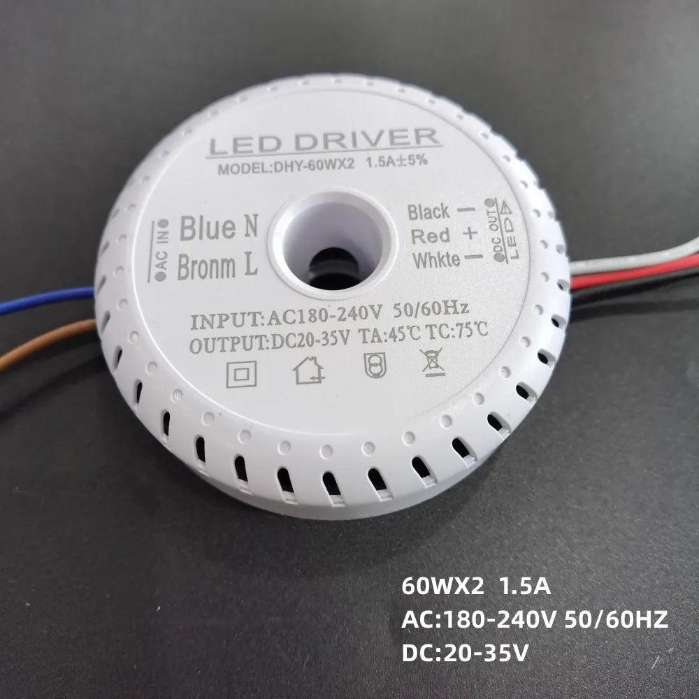60W 80W 100W 120WX2 Round LED Driver AC175-240V Power Supply