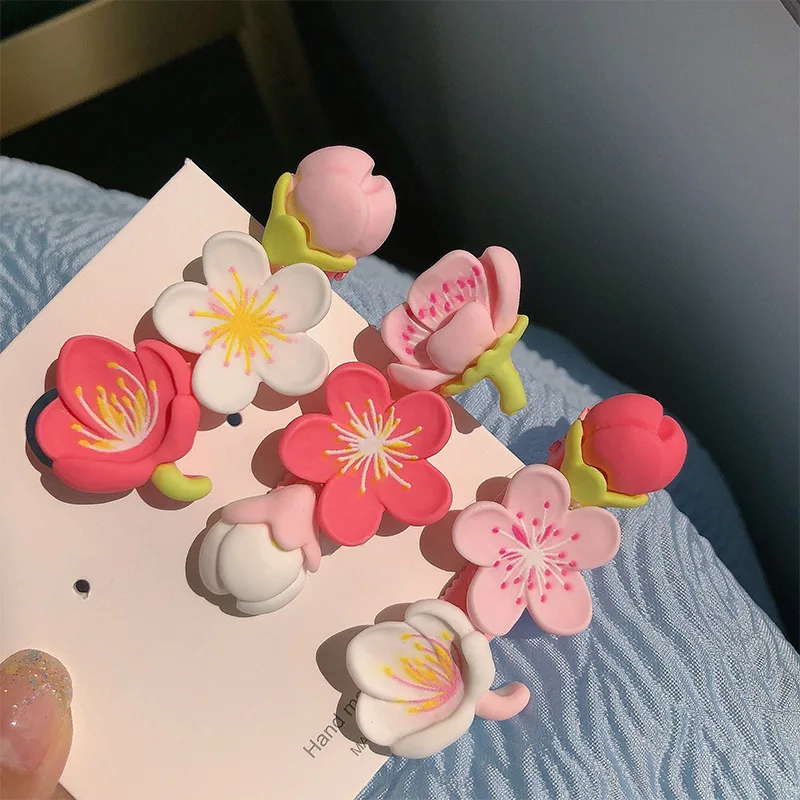 

Pink Duckbill Clip for Women Girls Sakura Peach Blossom Hairpins BB Clip Headwear Sweet Style Hair Barrette Flower Hair Ornament
