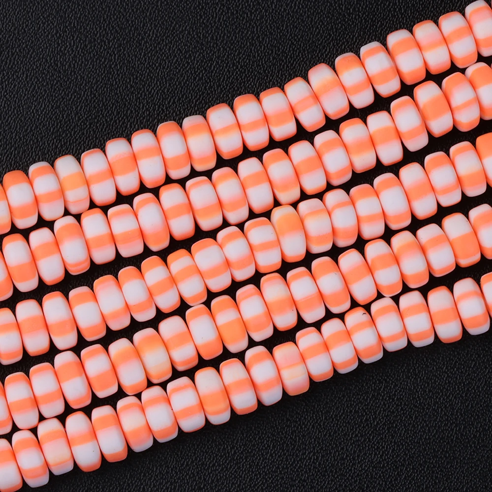 Vibrant Stripe Color Clay Spacer Beads