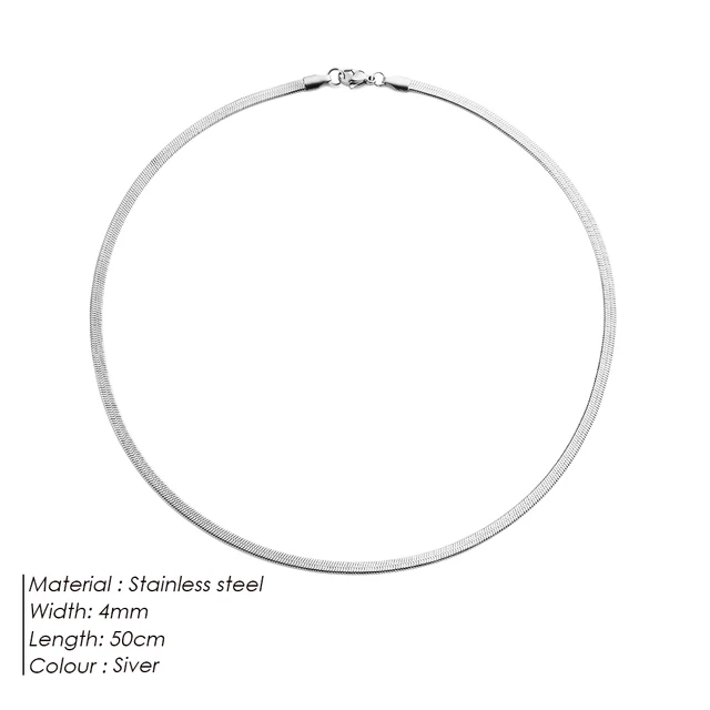 EManco unisexe serpent chaîne collier couleur argent tour de cou en acier inoxydable à chevrons chaîne collier pour femmes bijoux en gros