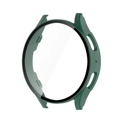 Premium Tempered Glass and Hard Matte Protective Case with Screen Protector Bumper Shell for Galaxy Watch 7 40mm (Light green)