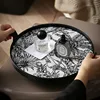 Light Luxury Round Storage Wooden Tray  Bedroom Perfume & Cosmetic Storage Trays Aroma Jewelry Display Tray Home Decoration 4