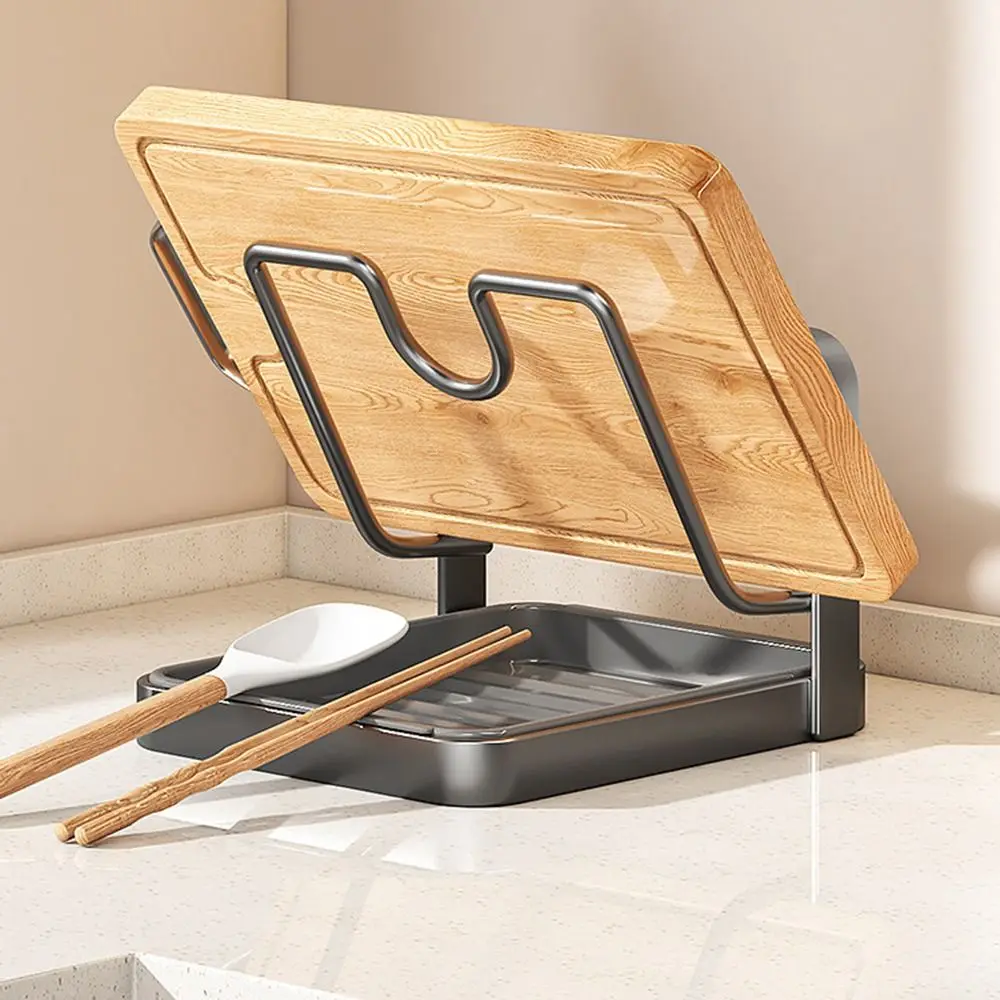 Double Layer Pot Lid Rack Draining Large Capacity Pot Lid Organizer Non-slip Cutting Board Holder
