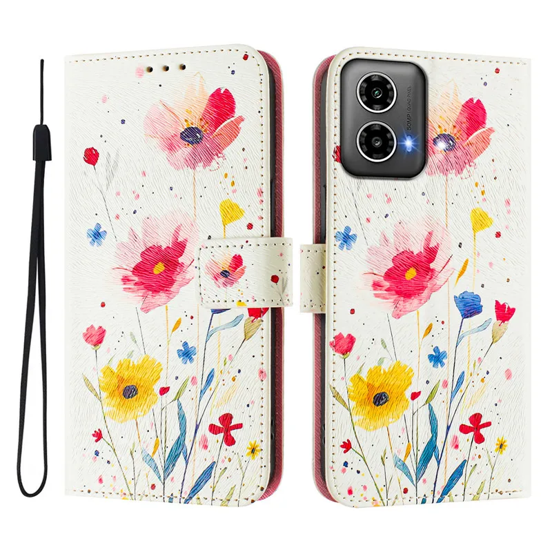 Leather Flip Wallet Phone Case - Cat & Bear Design, Magnetic Closure