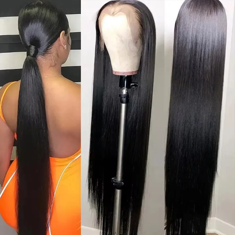 lace front wig human hair wigs 360 lace wig Straight Human Hair Wigs 360 Full Lace Front Indian Hair Wigs Transparent 180% Lace Closure For Women 13x4 13x6 Frontal Wig