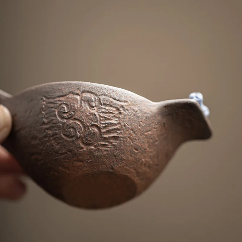 Coarse Pottery Tea Scoop Traditional Tea Leaf Holder Chahe Shovel Awakening Tea Ladle Oolong Tea Chinese Tea Set Collection Gift