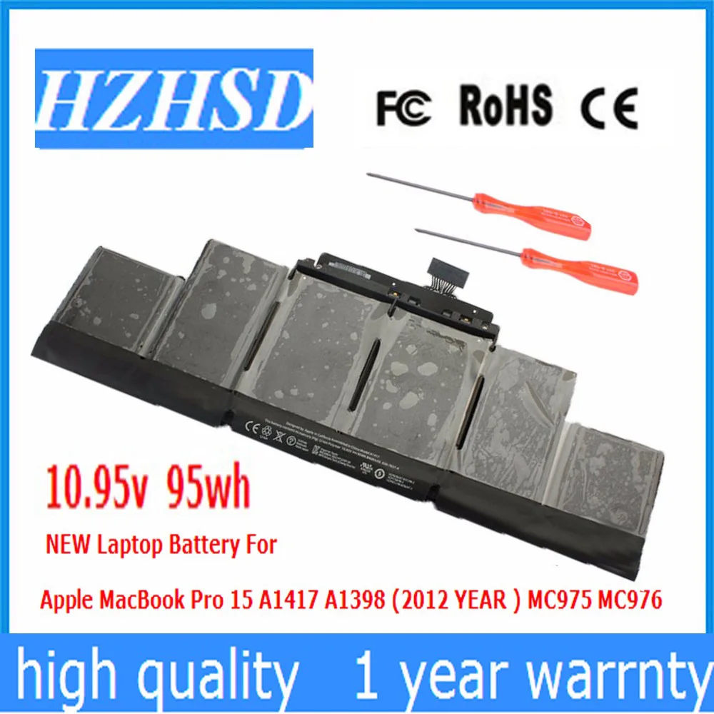 

10.95v 95Wh New Original A1417 Laptop Battery for Apple MacBook Pro A1398 15" 2012 2013 Retina MD831 MC975 MC976