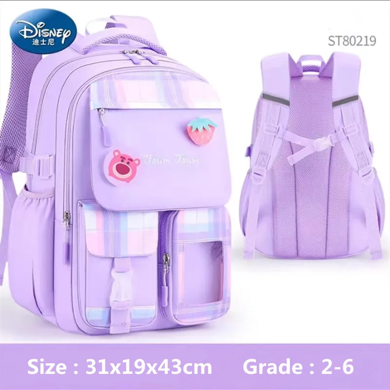 2023 Disney New School Bags For Girls Grade 1-6 Primary Middle Student Shoulder Orthopedic Backpack Large Capacity Light Mochila