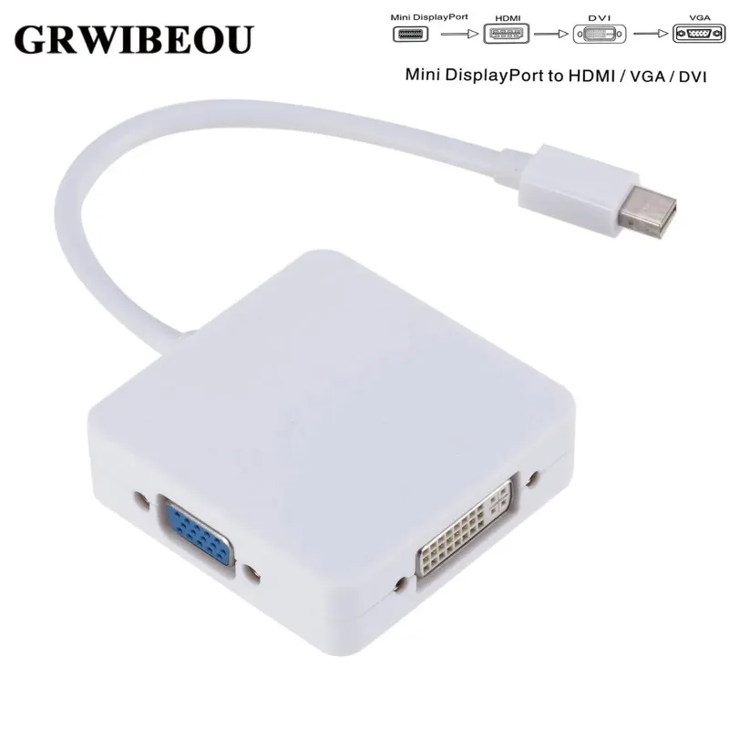 

Grwibeou 3 in 1 Mini DP to HDMI VGA DVI Converter Mini Display Port Adapter Cable to HDMI DVI VGA For MacBook Lenovo Microsoft