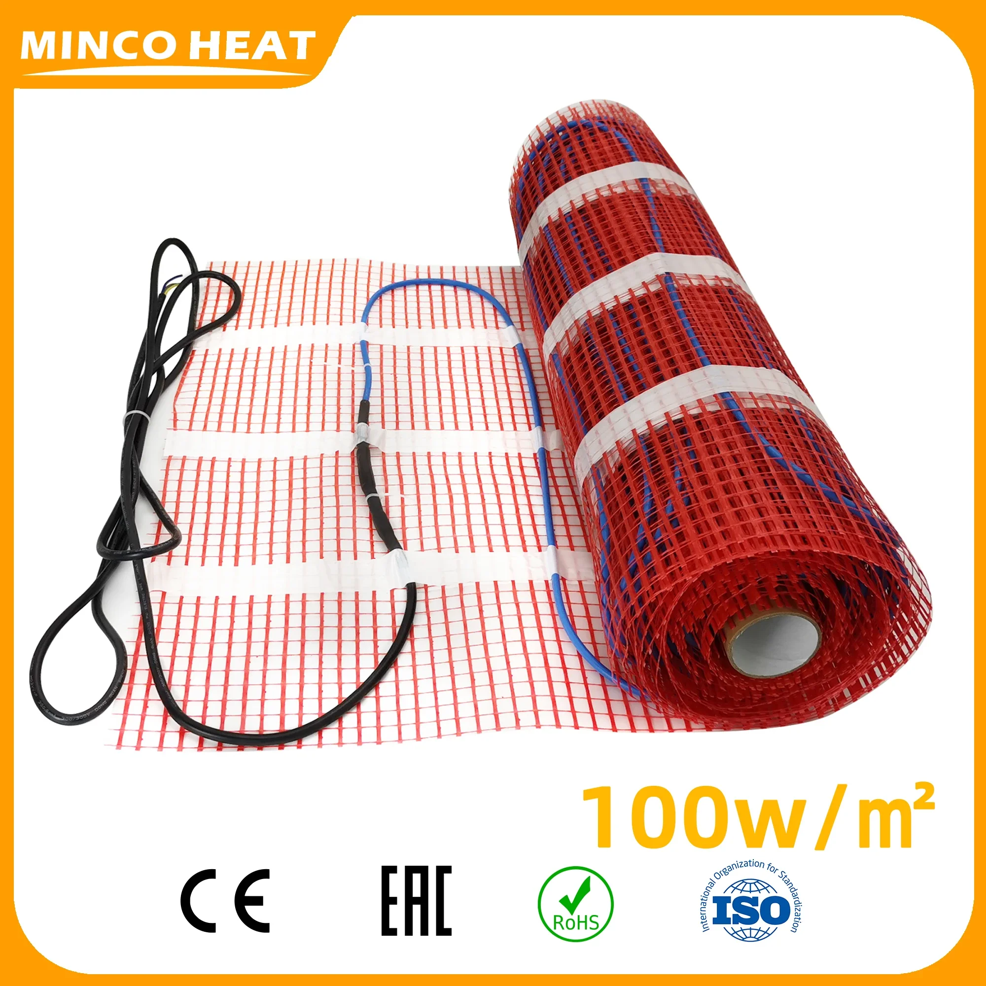 มินโก้ฮีท 100w/ ㎡   กันน้ําภายใต้กระเบื้องซีเมนต์ความร้อนชั้นสายไฟฟ้า WARM MAT TWIN Conductor ไฟฟ้า WARM Strand MAT 1