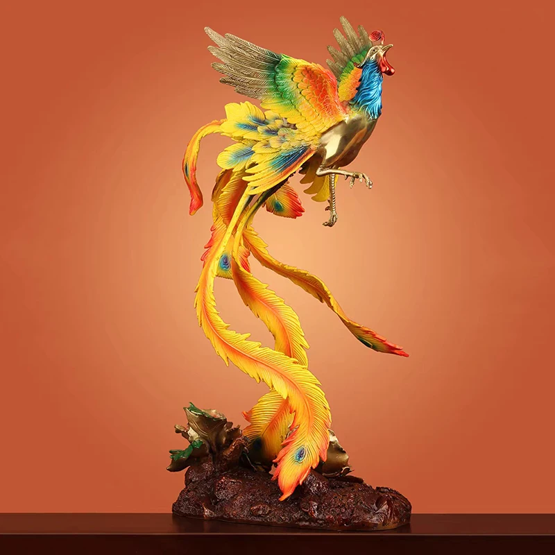 

Phoenix Brass Statue Room Decor, Luxury Crafts, Porch Villa Desktop Decoration, Home Artwork Sculpture, Creative Auspicious Gift