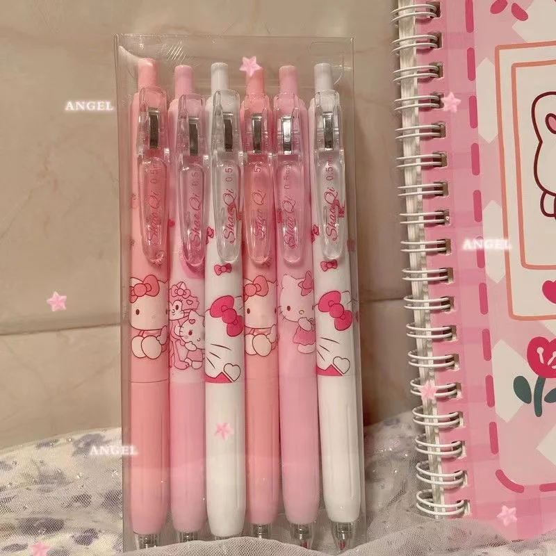 

New Kawaii Sanrio Roller Ball Pen Set Cartoon Anime Stationery Hello Kitty 0.5MM Black Student Stationery Girls Birthday Gift