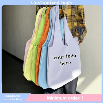 Custom Logo DIY Graffiti Colorful Tote Bag for Women Foldable Reusable for Shopping Commuting Travel Large Capacity Canvas Bag 1