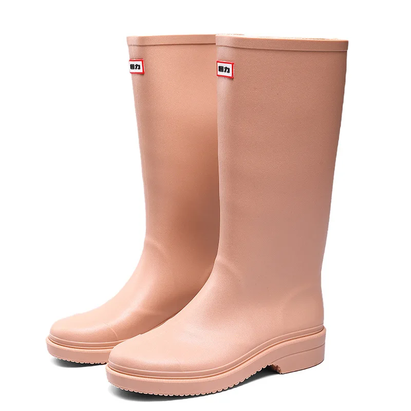 New Women Knee-high Rubber Rain Boots Tall Waterproof Female Rainboots Water Shoes Non-slip Wellies