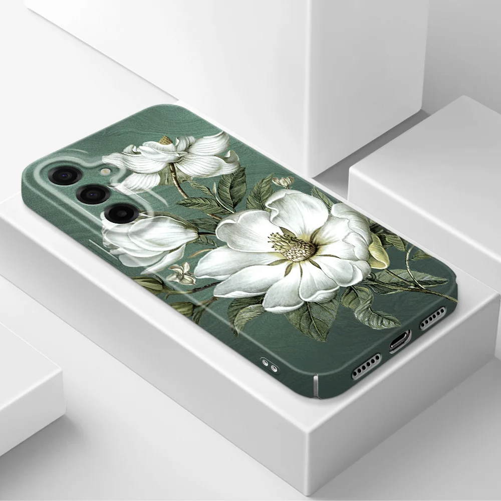 Elegant Magnolia Design Phone Case - Premium Hard Cover with Protective Film