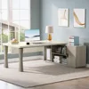 71-Inch Executive Desk, L-Shaped Desk with Cabinet, Large Office Desk with Storage Shelves, Writing Table Desk Business Furnitu 4