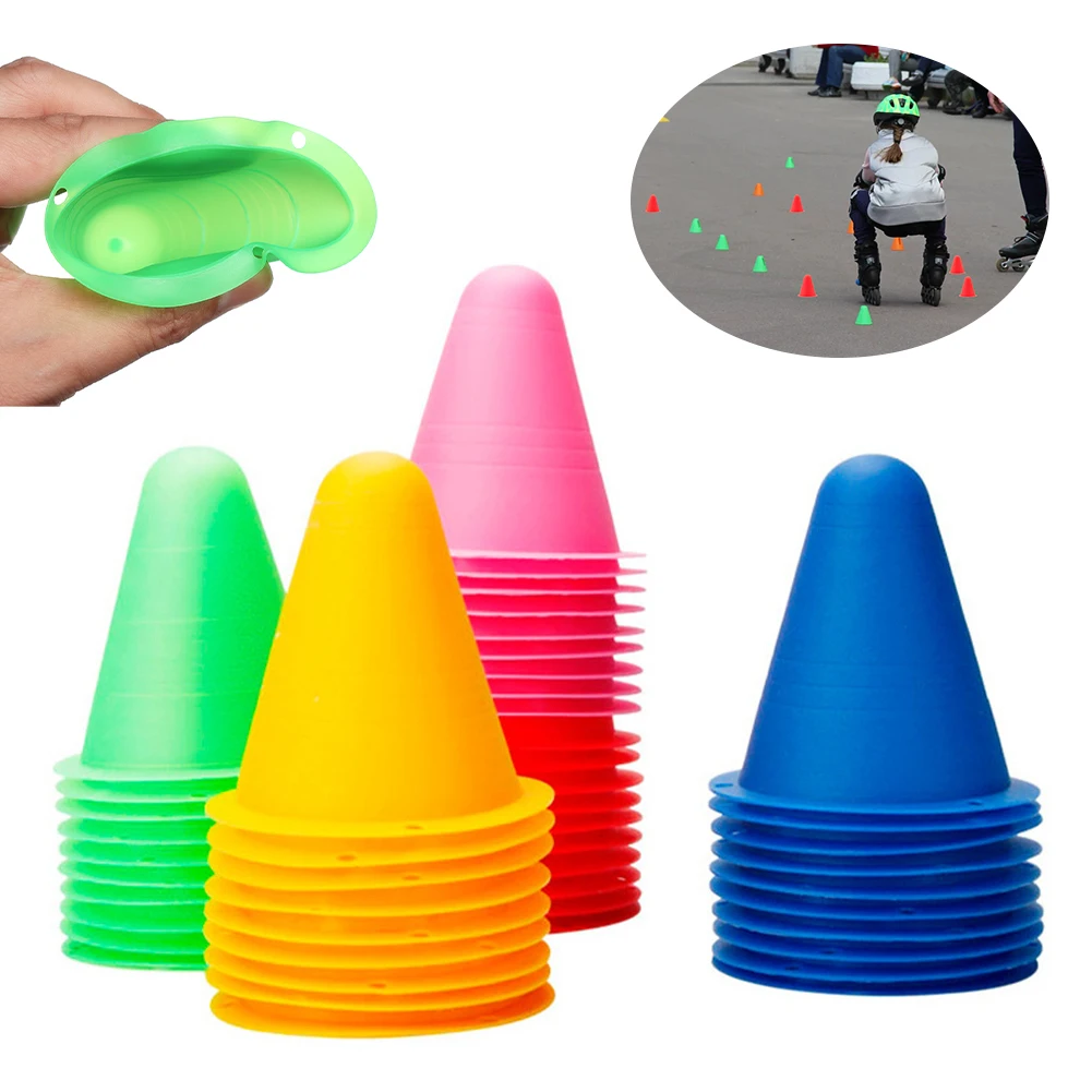 

10Pcs Platic Marker Cones Sports Agility Training Marker Cone for Soccer Roller Skating Football Slalom Practice Training Tool