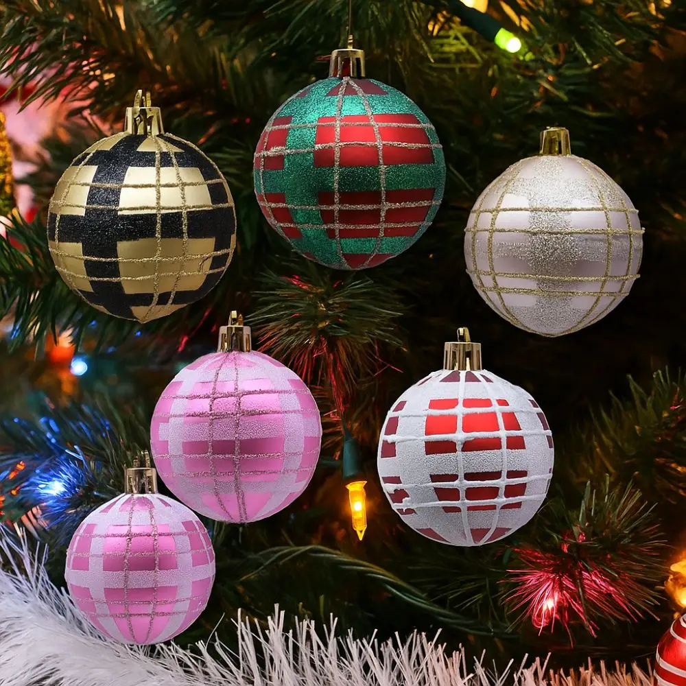 6pcs 6cm Christmas Balls Pendant Painted DIY Merry Christmas Decor Electroplated Shatterproof Christmas Gift Balls Party Favors
