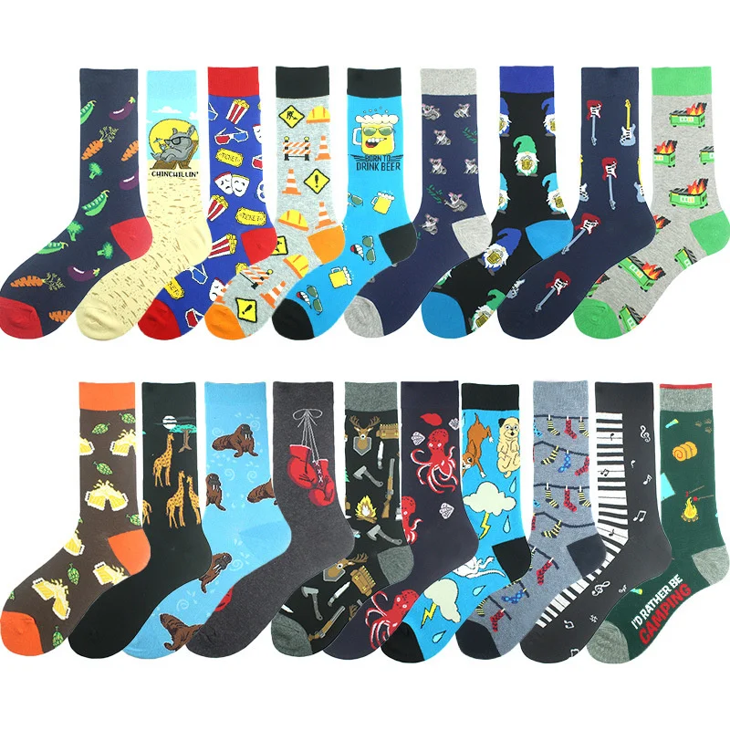 1 Paio Di Calzini Da Uomo Divertenti Hip Hop Harajuku Rhino Dog Tooth Print Personality Happy Casual Skateboard Street