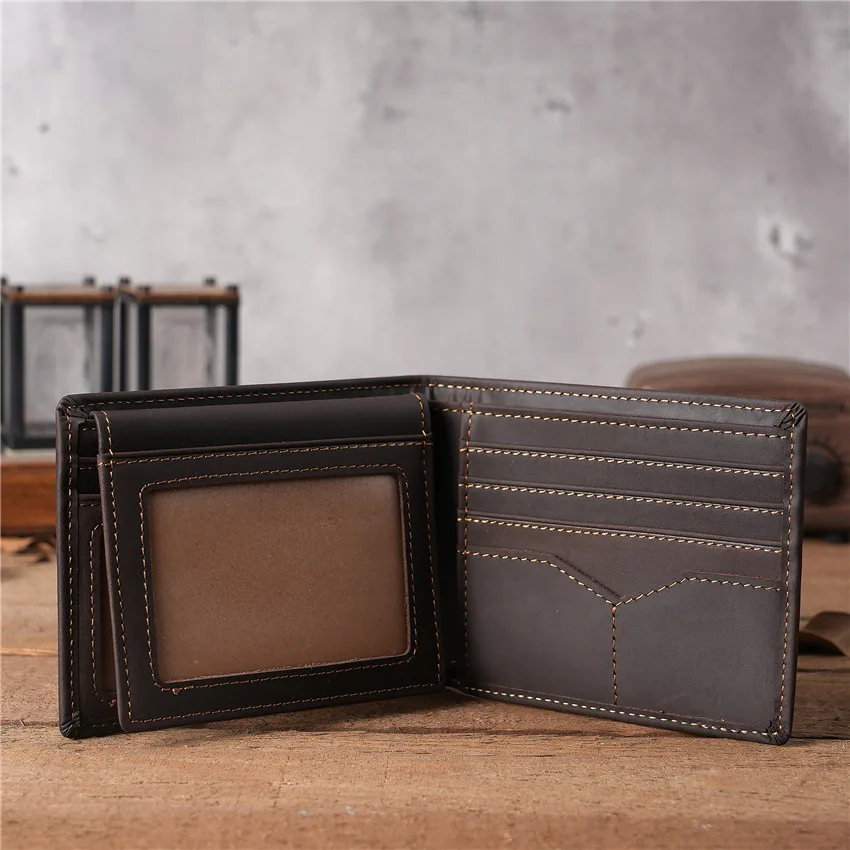 Genuine Leather Men's Wallet Short Style with Multiple Card Slots