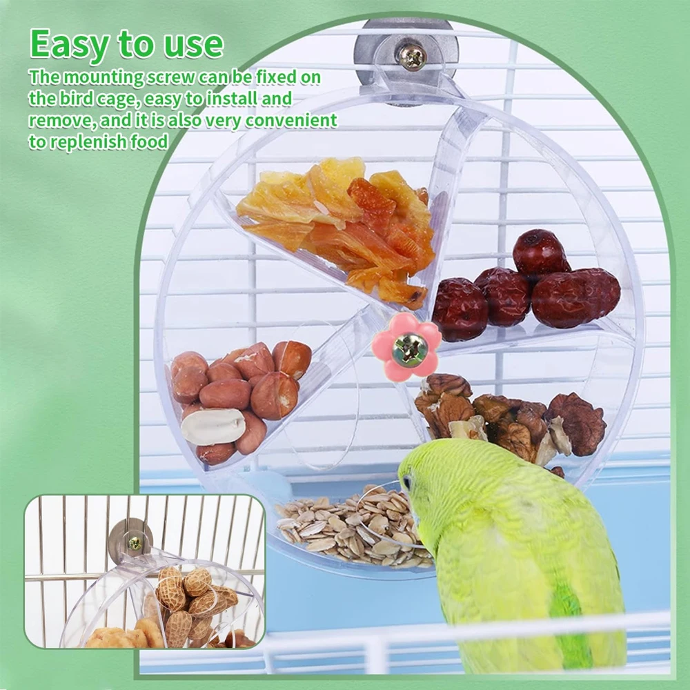 1pc Acrylic Interactive Parrot Toy Rotating Treat Dispenser for Pet Parrot Bird Cage Decoration Mental Stimulation Entertainment 5