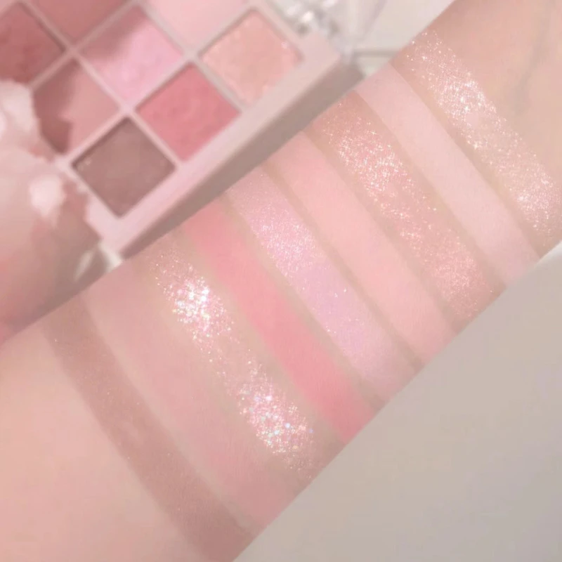 New Nine-color Eyeshadow Palette Glitter Pearly Matte Pigment Eye Shadow Long Lasting Sweet girl Peach makeup Cosmetic 5