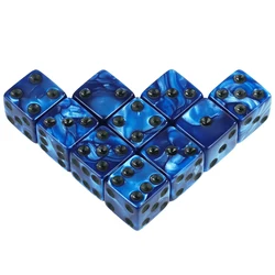 10 - Piece Marble Acrylic Dice Set - Square Corner 16MM for Gaming and Entertainment (Dark Blue)