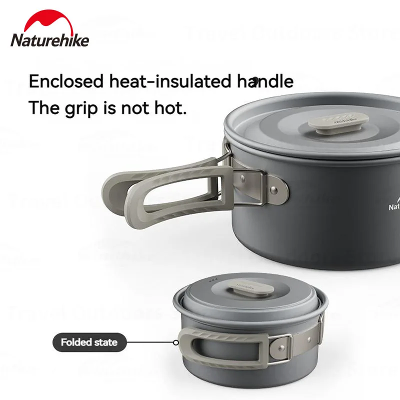 Kitchen Utensils Camping Cookware Camping Cookware Set Naturehike Outdoor Tableware Pot Frying Pan Kettle Aluminum Alloy Portable Kitchenware Camping Cookware Picnic Jacketed Kettle