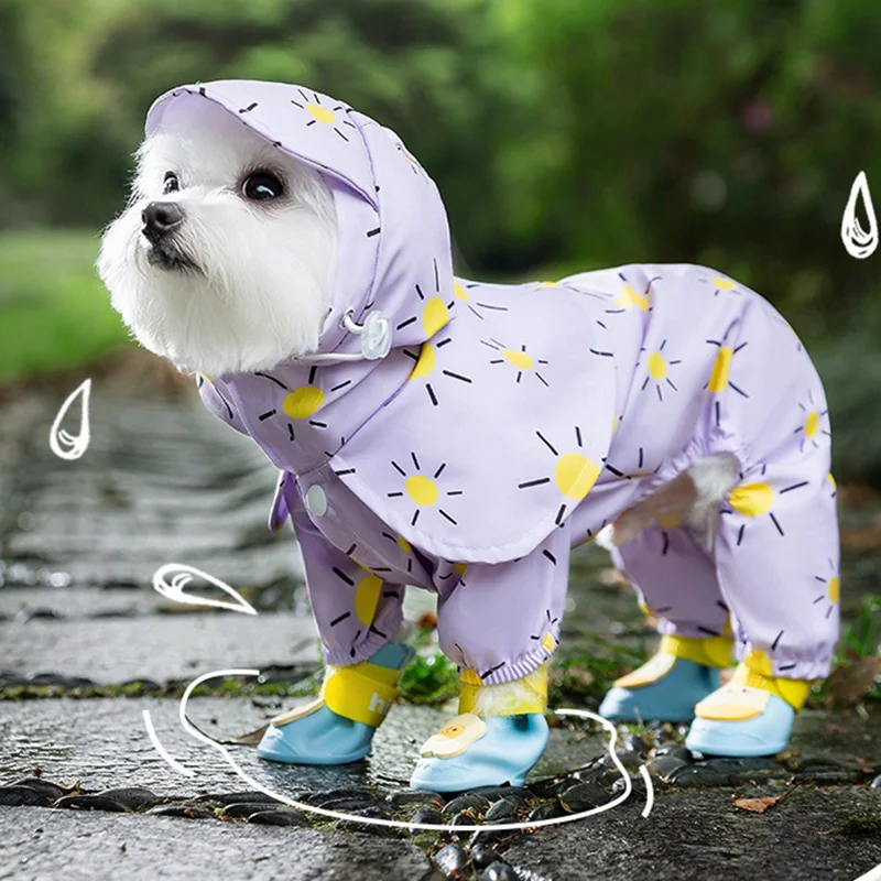 Waterproof Pet Hooded Rain Poncho Pet Puppy Dog Raincoat Colourful Sun Poncho Model Outdoor Walking Dog Rainy Shenqi