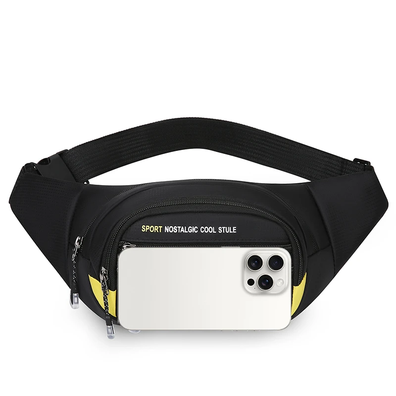 Men's waist bag, adjustable shoulder bag, multiple zipper pockets, multifunctional chest bag, durable zipper closure