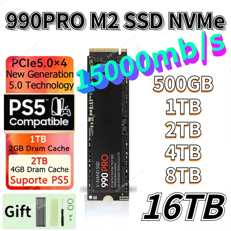 

PS5 8TB Original 2023 New NVMe 990PRO SSD M.2 SATA 4TB 512gb 1TB HDD 120gb NGFF SSD 2280mm 2TB HDD disco duro for Desktop Laptop