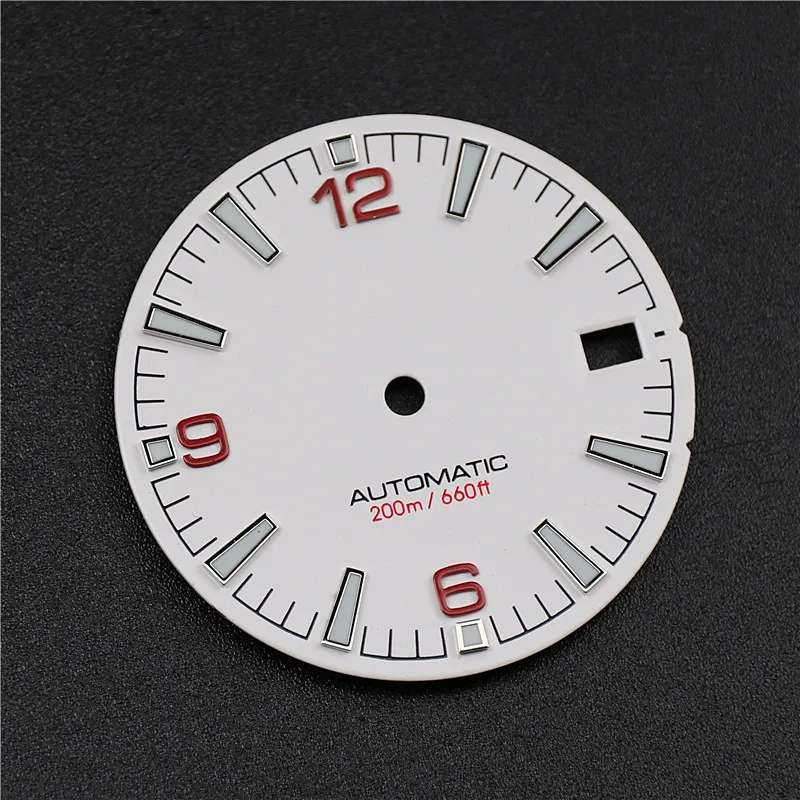 28.5mm Watch Dial Nh35 With Green C3 Bright Luminous For Crown At 3 3.8 Clock Nh35A Movement Mod Accessories watch face accessories,watch dial accessories