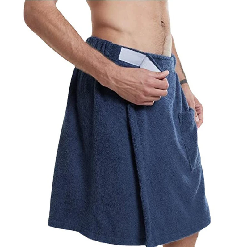 Men Soft Wearable Bath Towel Pocket Bathrobes Shower Wrap Sauna Gym Swimming Bathhouse Spa Beach Towel