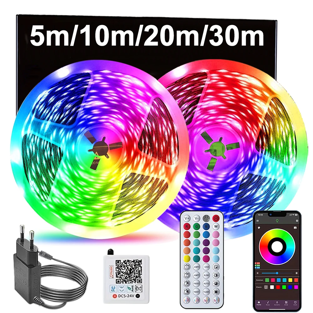 RGB Led Strip Lights 24V Music Sync APP Control Led Tape Flexible Ribbon lights for Home Bedroom Party Decoration