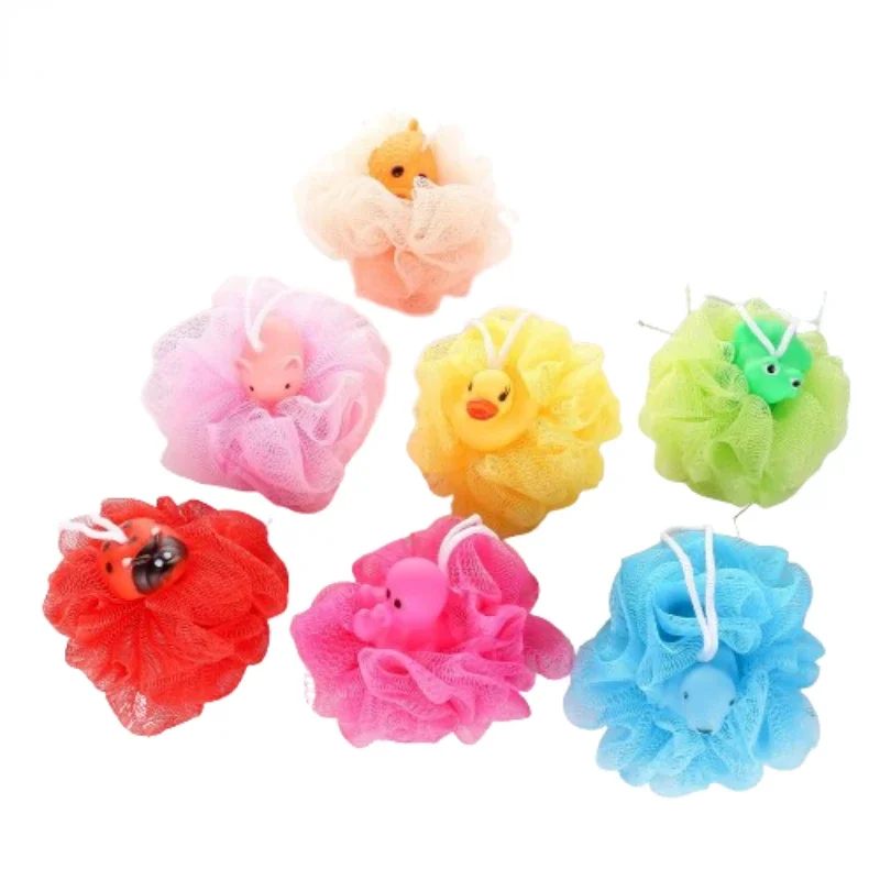 Shower Sponge Ball Kids Soft Bath Ball Baby Bath Brushes Lovely Cartoon Animal Exfoliating Body Ball Children Bathing