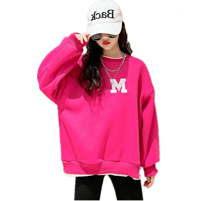Sudaderas de dos piezas falsas para niñas adolescentes, camiseta de manga larga de invierno, Top disfraz para adolescentes, ropa informal coreana para niños| | - AliExpress