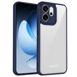 Hybrid Rugged Shockproof Hard Protection Case with TPU Bumper and Crystal Armor Back Cover for OPPO Reno14 (Blue)